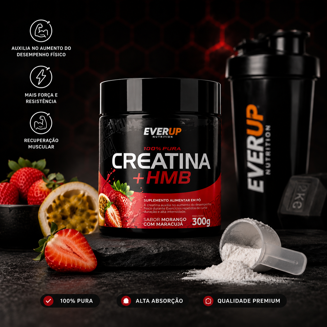 CREATINA + HMB SABOR MORANGO COM MARACUJA